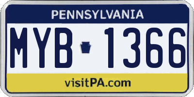 PA license plate MYB1366