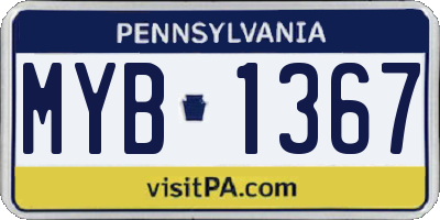 PA license plate MYB1367