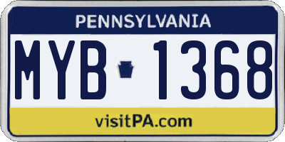 PA license plate MYB1368