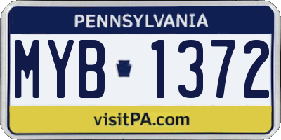 PA license plate MYB1372