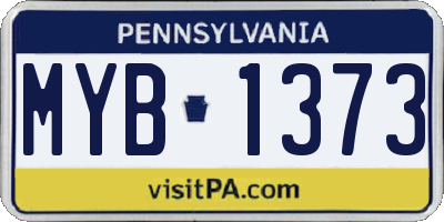 PA license plate MYB1373