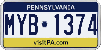 PA license plate MYB1374