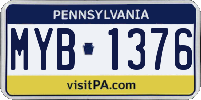 PA license plate MYB1376