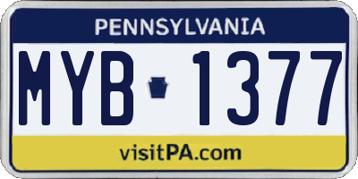 PA license plate MYB1377