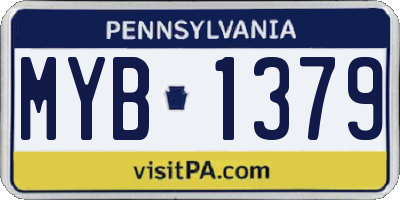 PA license plate MYB1379