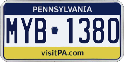 PA license plate MYB1380