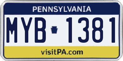 PA license plate MYB1381