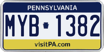 PA license plate MYB1382
