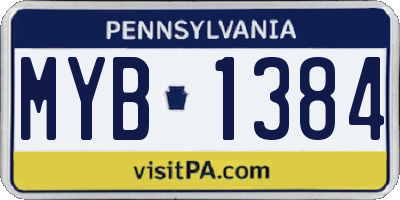 PA license plate MYB1384