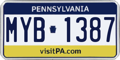 PA license plate MYB1387