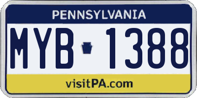 PA license plate MYB1388