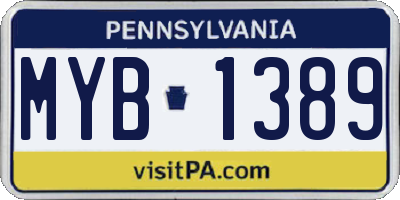 PA license plate MYB1389