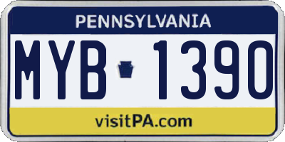PA license plate MYB1390