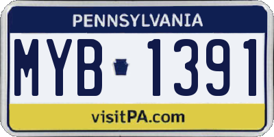 PA license plate MYB1391