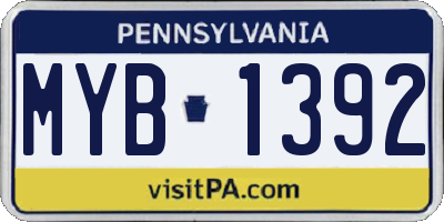 PA license plate MYB1392