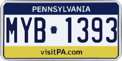 PA license plate MYB1393