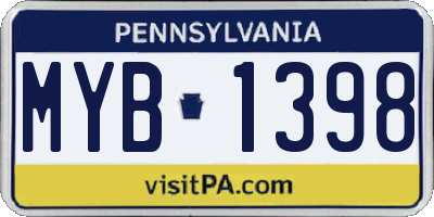 PA license plate MYB1398