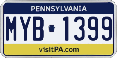 PA license plate MYB1399