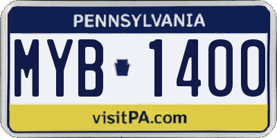 PA license plate MYB1400