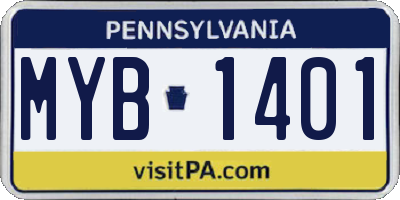 PA license plate MYB1401