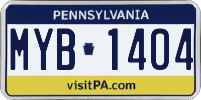 PA license plate MYB1404
