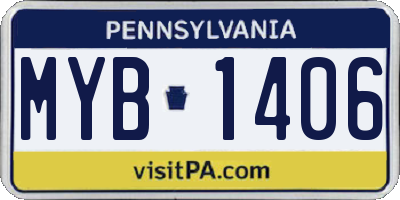 PA license plate MYB1406