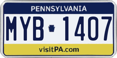 PA license plate MYB1407