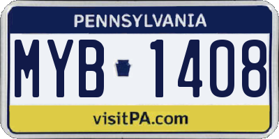 PA license plate MYB1408