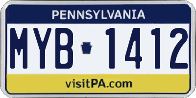 PA license plate MYB1412