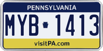 PA license plate MYB1413