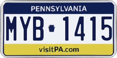 PA license plate MYB1415