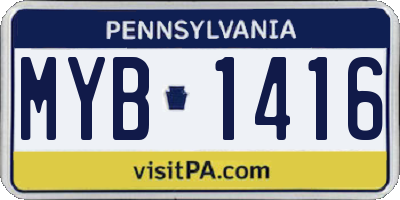 PA license plate MYB1416