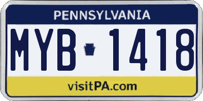 PA license plate MYB1418