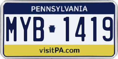 PA license plate MYB1419