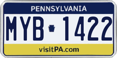 PA license plate MYB1422
