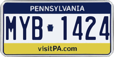 PA license plate MYB1424