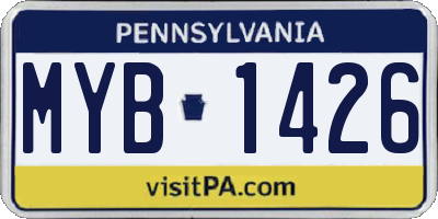 PA license plate MYB1426