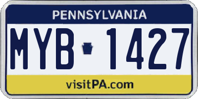 PA license plate MYB1427