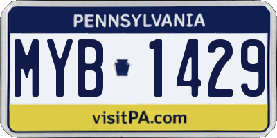 PA license plate MYB1429