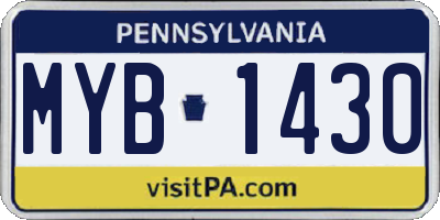 PA license plate MYB1430