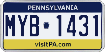 PA license plate MYB1431