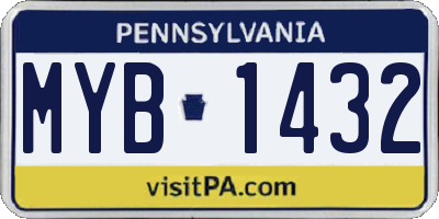 PA license plate MYB1432