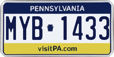 PA license plate MYB1433