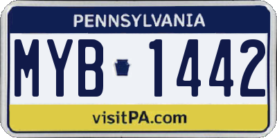 PA license plate MYB1442