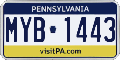 PA license plate MYB1443