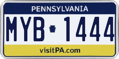PA license plate MYB1444
