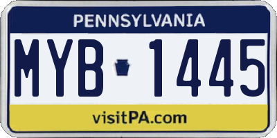PA license plate MYB1445