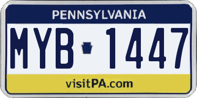 PA license plate MYB1447
