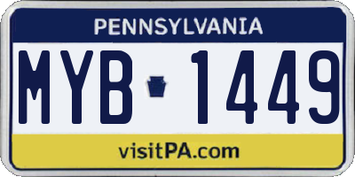 PA license plate MYB1449
