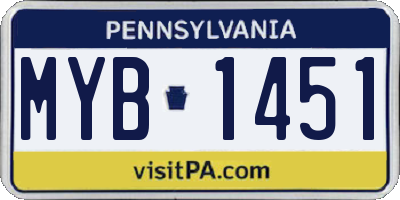 PA license plate MYB1451